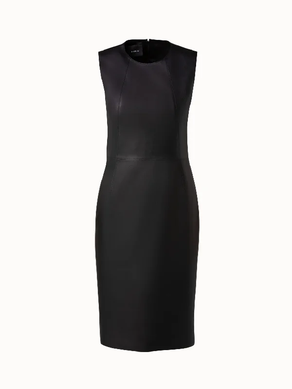 Lamb Nappa Leather Sleeveless Sheath Dress