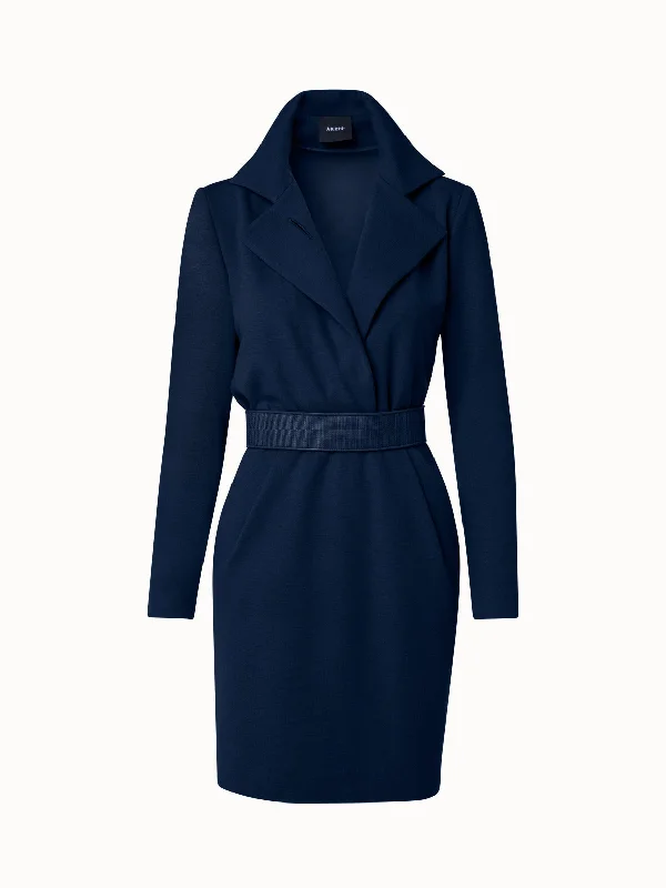 Viscose Wool Jersey Dress with Horsehair Belt