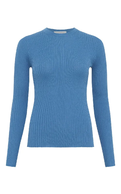 Browning Knit Sweater in Sky Cashmere Silk