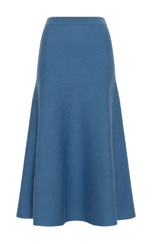 Freddie Knit Midi Skirt in Sky Merino Wool Cashmere