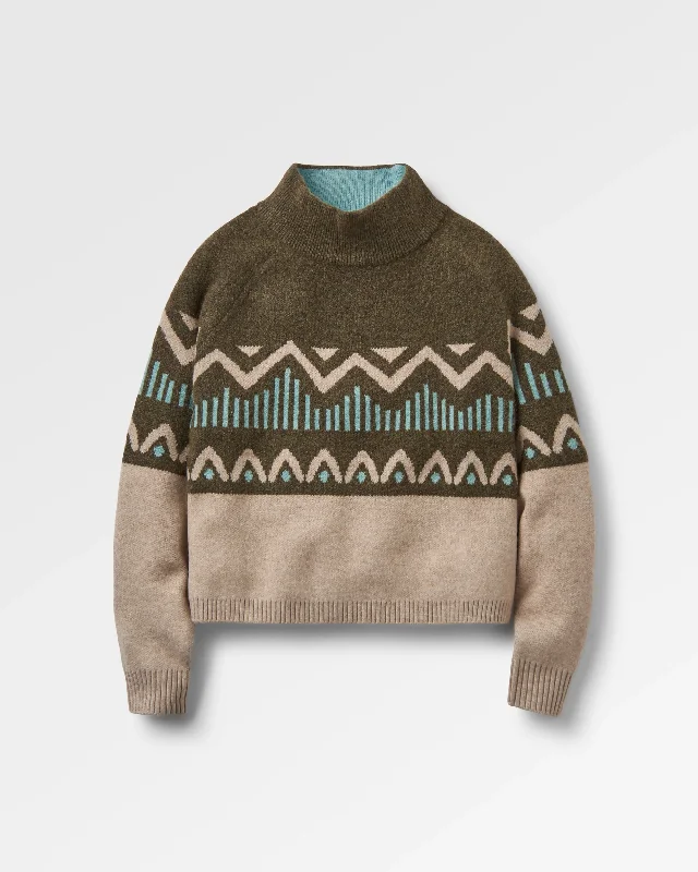 Nettle Recycled Knitted Sweater - Khaki Green