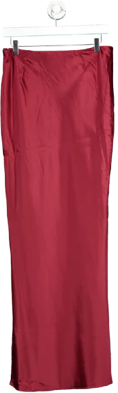 House of CB Red Satin Maxi Skirt UK M