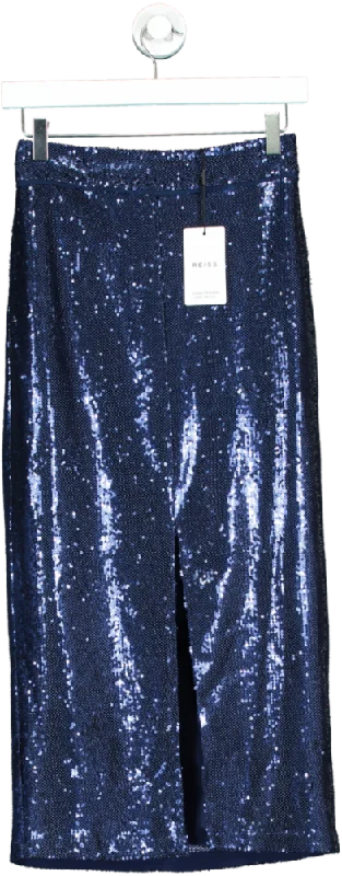 REISS Blue Dakota Sequin Pencil Skirt UK 6