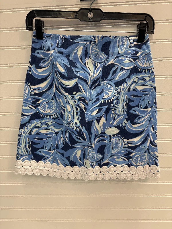 Skirt Designer By Lilly Pulitzer In Blue & White, Size: Xxs