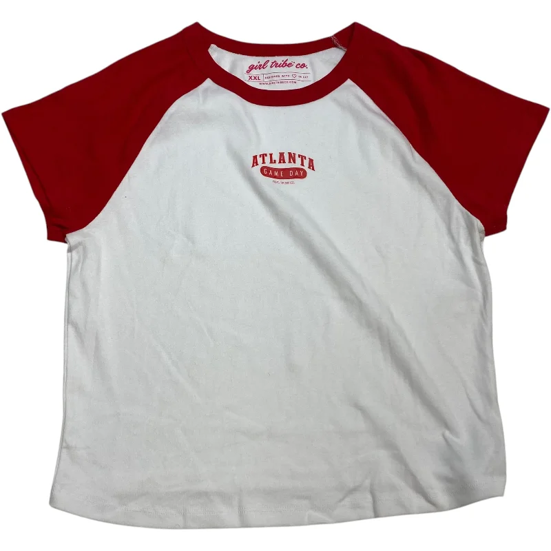 Top Short Sleeve By Girl Tribe Co In Red & White, Size: Xxl