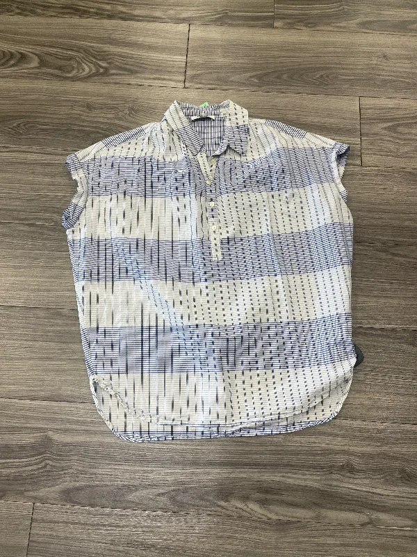 Top Short Sleeve By Madewell In Blue & White, Size: S