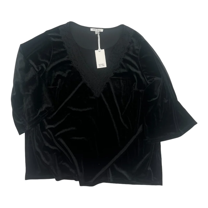 Blouse 3/4 Sleeve By Rose And Olive In Black, Size:3X