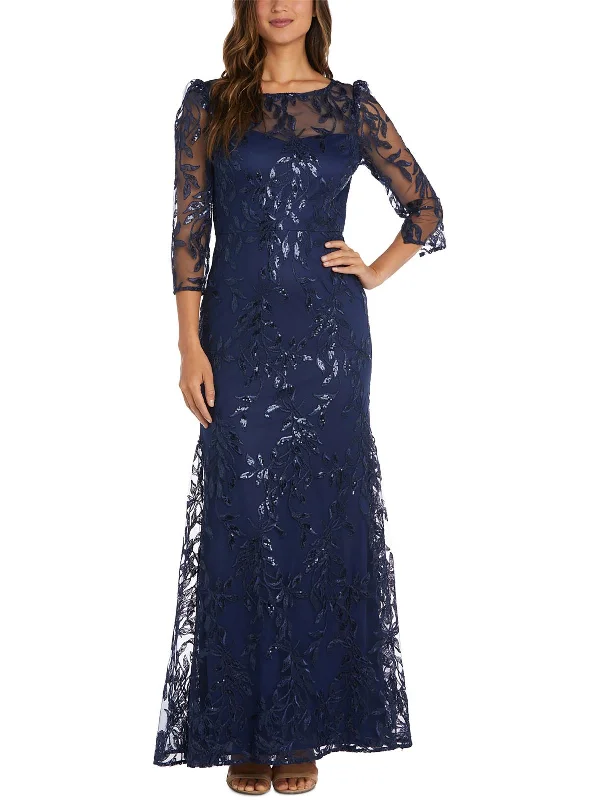 Womens Illusion Long Evening Dress