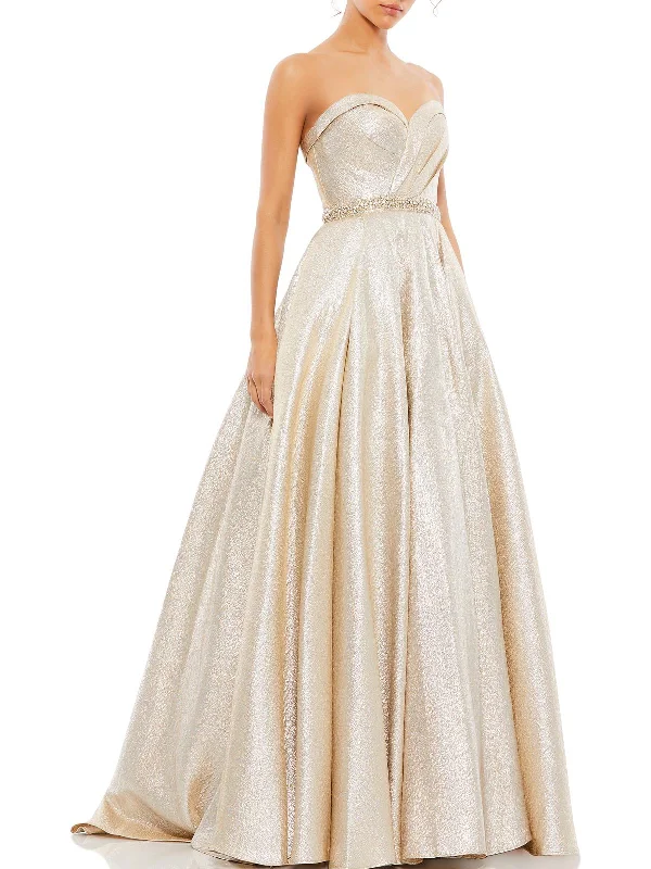 Womens Metallic Long Evening Dress