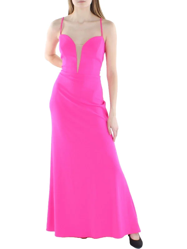 Womens Plunging Long Evening Dress