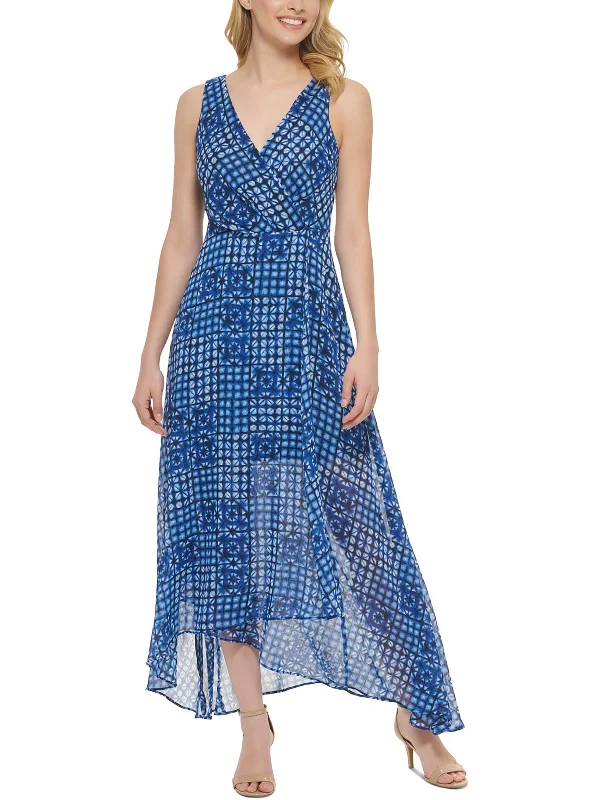 Womens Printed Long Wrap Dress