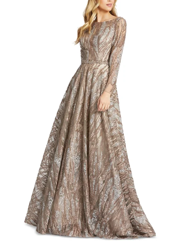 Womens Sequined Long Evening Dress