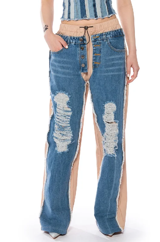 RARE VIBE DENIM EMBELLISHED NYLON JOGGER