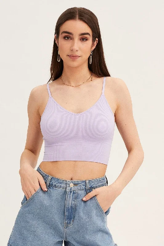 Purple Crop Singlet Top Seamless