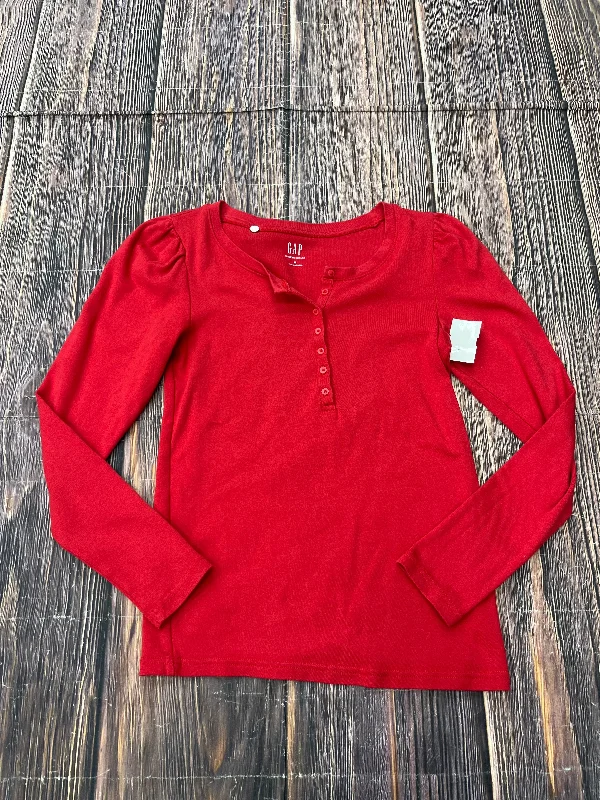 Top Long Sleeve Basic By Gap In Red, Size: M