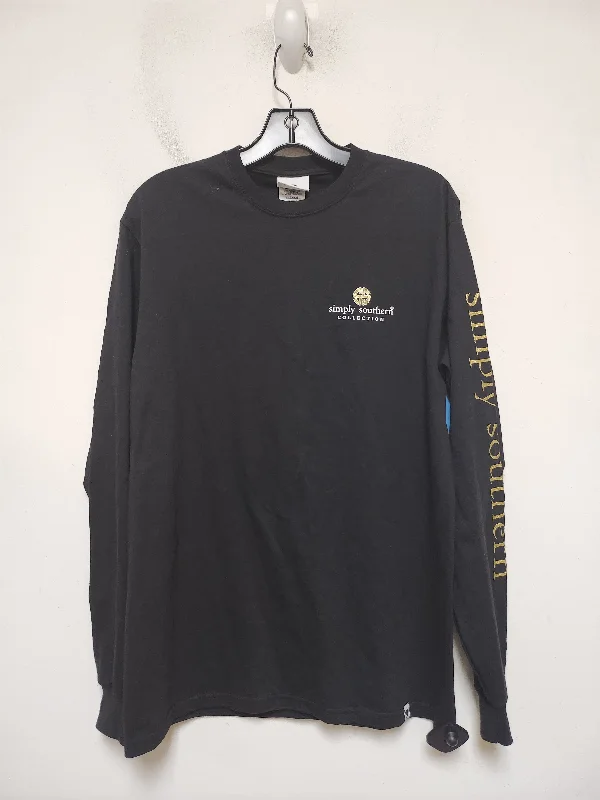 Top Long Sleeve Basic By Simply Southern In Black & Gold, Size: M