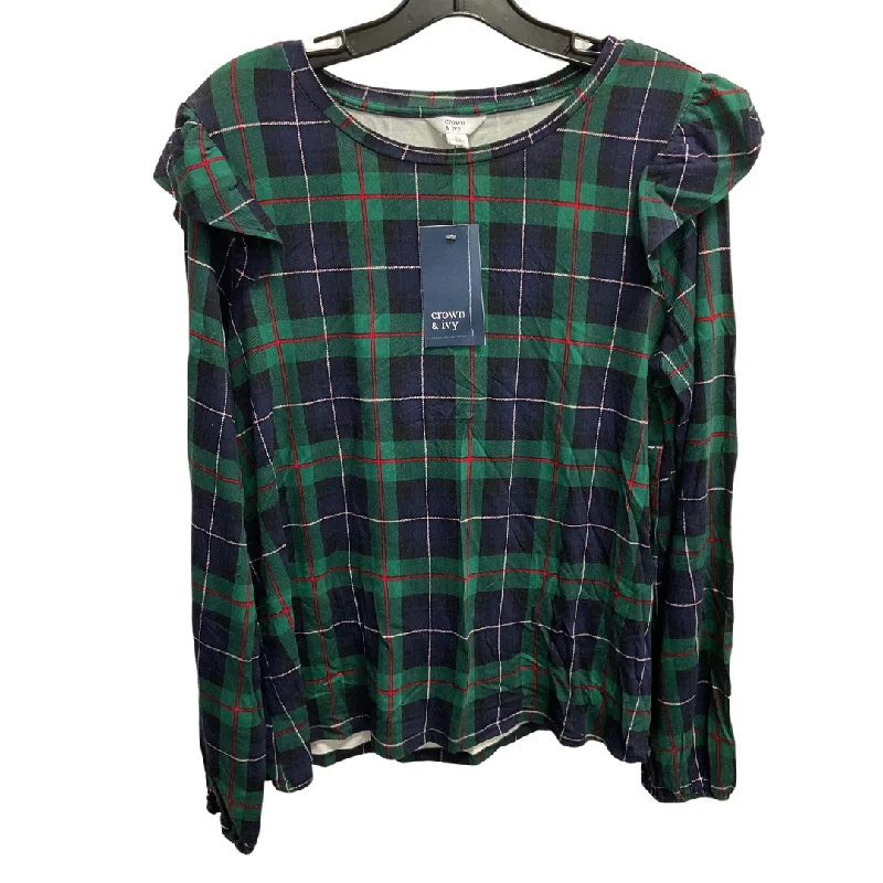 Top Long Sleeve By Crown And Ivy In Blue & Green, Size: Xl