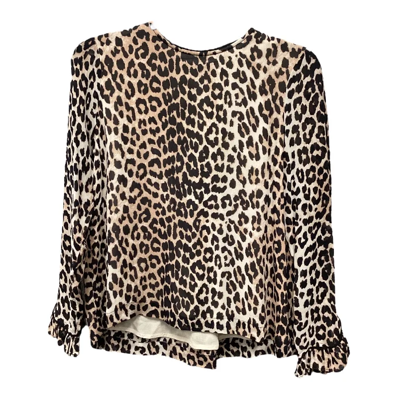 Top Long Sleeve By Ganni In Animal Print, Size: S