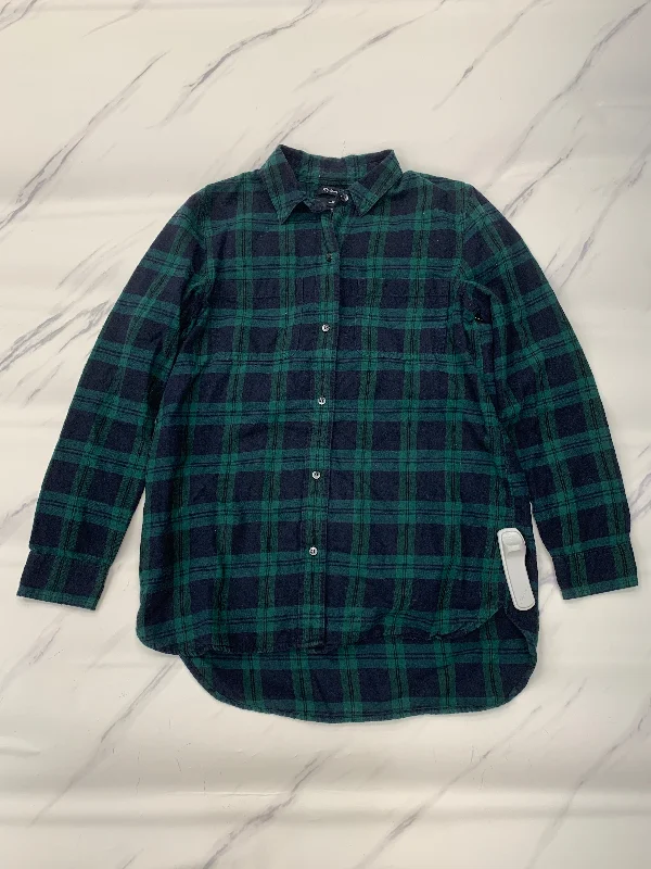 Top Long Sleeve By Madewell In Plaid Pattern, Size: Xs